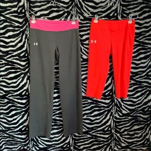 two pairs of under armor leggings